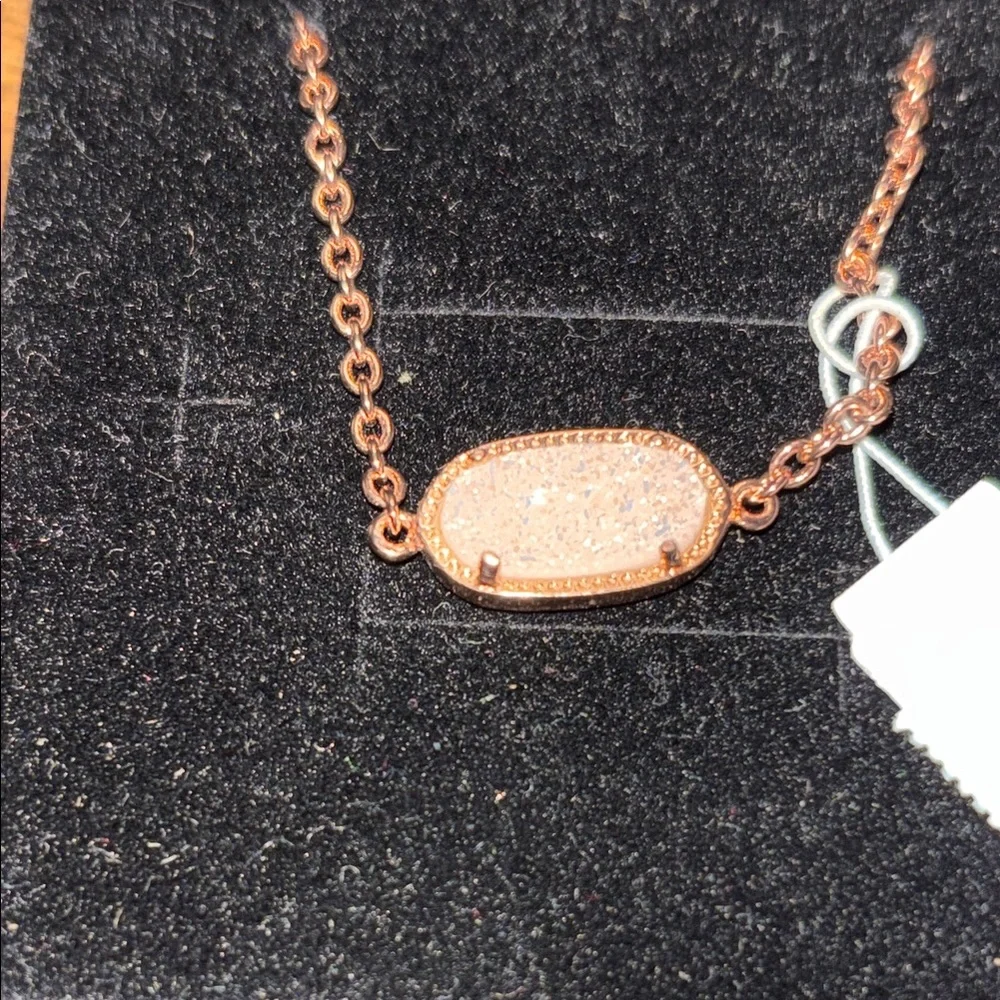 Kendra Scott NWT Elaina Rose Gold Adjustable bracelet in iridescent drusy - Picture 2 of 5